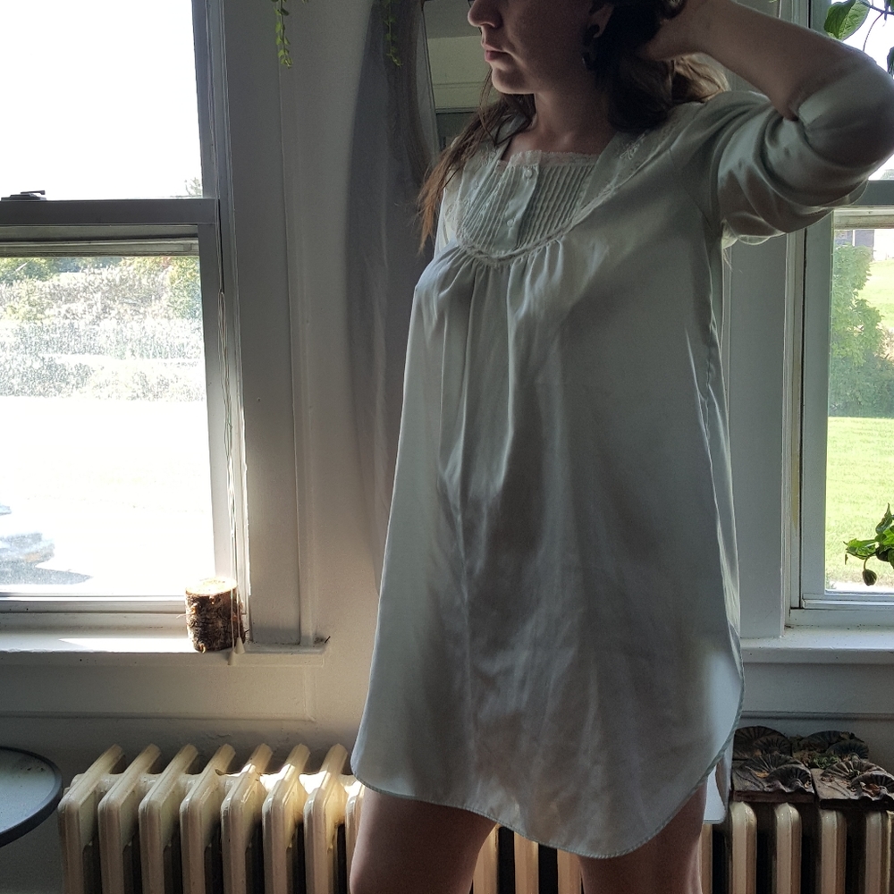 Baby Blue Satin Nightgown
